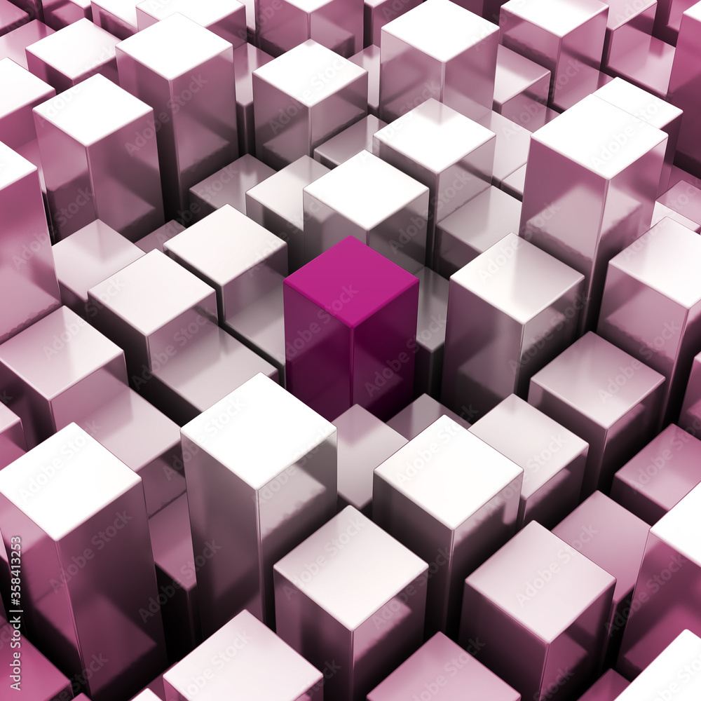 Poster infinite cubes on a plane, original 3d rendering