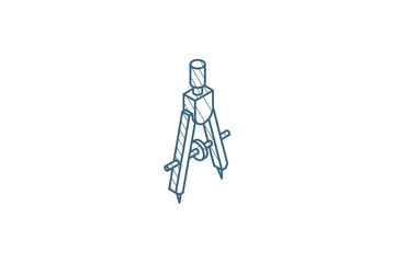 Precision, compass isometric icon. 3d line art technical drawing. Editable stroke vector © Hilch
