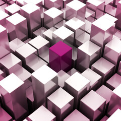 Infinite cubes on a plane, original 3d rendering