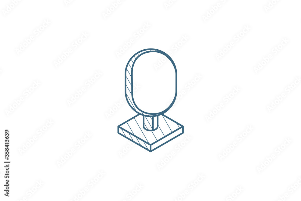 Poster tree isometric icon. 3d line art technical drawing. editable stroke vector