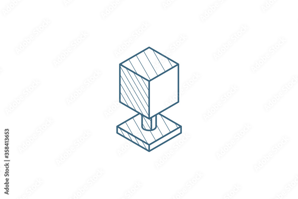 Poster tree isometric icon. 3d line art technical drawing. editable stroke vector