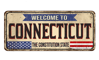Fototapeta premium Welcome to Connecticut vintage rusty metal sign