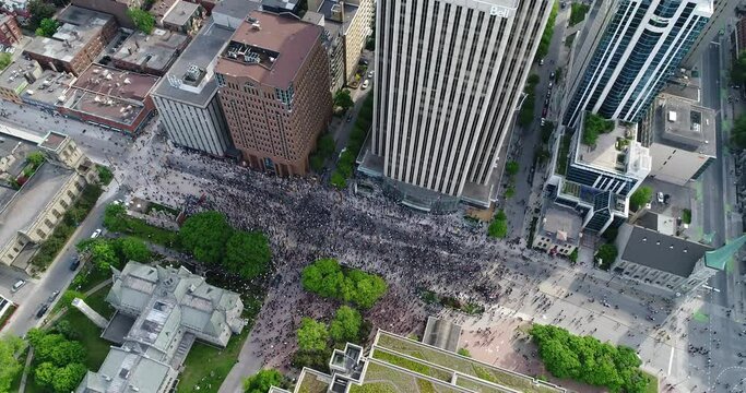 Aerial/Drone Video of Black Lives Matter Protest in Downtown Ottawa
