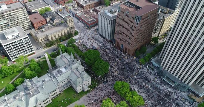 Aerial/Drone Video of Black Lives Matter Protest in Downtown Ottawa