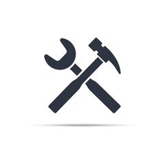 Hammer and wrench. repair icon. vector symbol in simple style