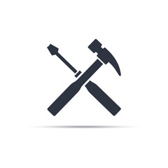 hammer and screwdriver icon. repair icon. vector symbol in simple style