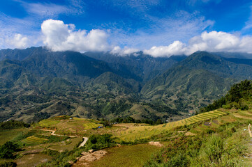Fototapeta na wymiar It's Beautiful landscape of the mountain hills in the Northern Vietnam
