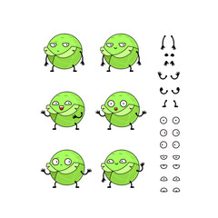 Funny cabage character creation set with various gesture, emotion.