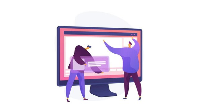 Product landing page, website development, marketing service, company site element, menu bar design, portfolio abstract concept motion graphics metaphor. 4K seamless loop video animation footage.