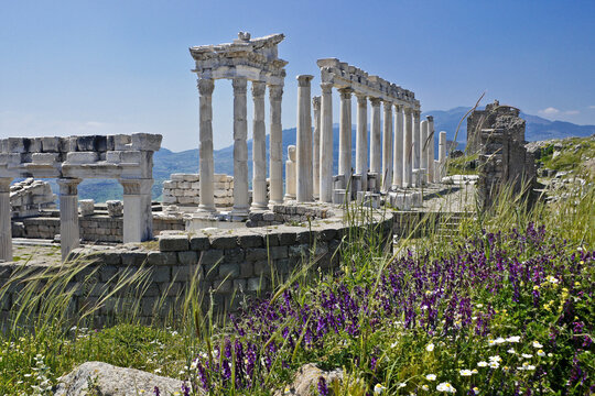 Ruins of Temple of Trajan at Pergamum, Bergama, Turkey