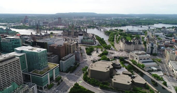Aerial Video of Parliament Hill & Downtown Ottawa