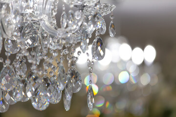 Large crystal chandelier close-up