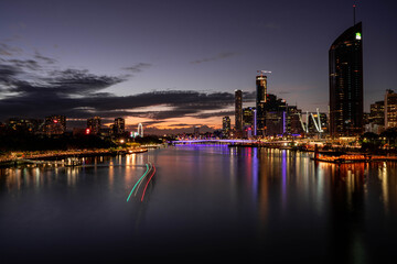 Brisbane city skyline at night.