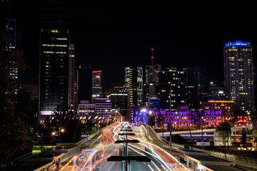 Fototapeta na wymiar Night traffic in Brisbane