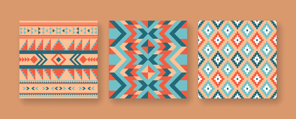 Abstract native american seamless pattern set