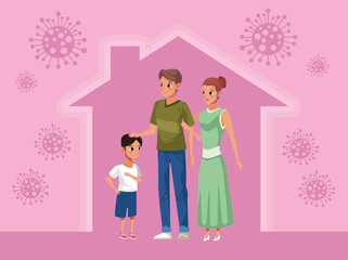 parents couple and son Stay at Home family campaign