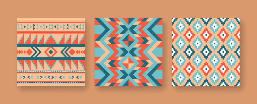 Abstract native american seamless pattern set