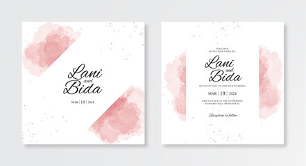 Beautiful watercolor splashes for wedding invitation template