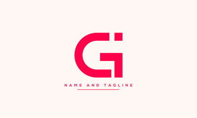 GI ,IG ,G ,I Letter Logo Design with Creative Modern Trendy Typography - obrazy, fototapety, plakaty