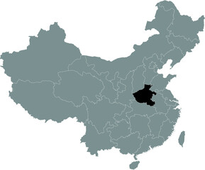 Black Location Map of Chinese Province of Henan within Grey Map of China