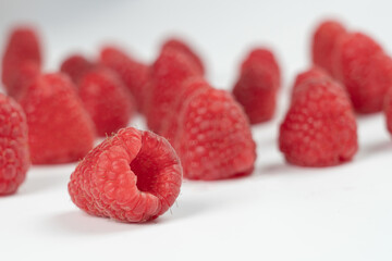 Raspberry fruits on a white background
