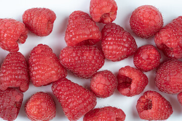 Raspberry fruits on a white background

