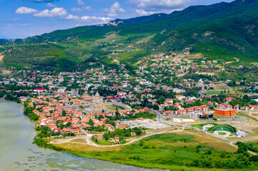 Fototapeta na wymiar It's Beautiful view of the old town of Mtskheta in Georgia. First capital of Georgia and a UNESCO World Heritage site