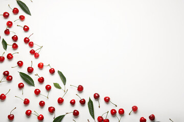 Many sweet cherry on white background