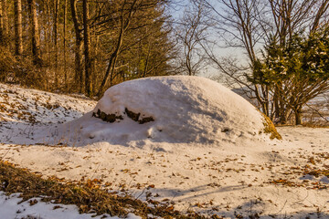 Winter landscape of unmarked burial