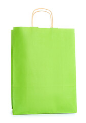 Paper shopping bag on white background