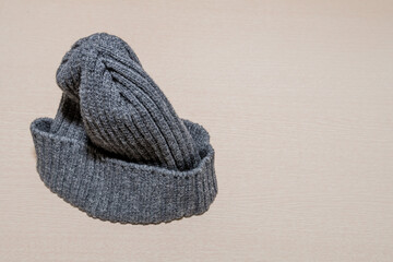 Gray knit winter cap
