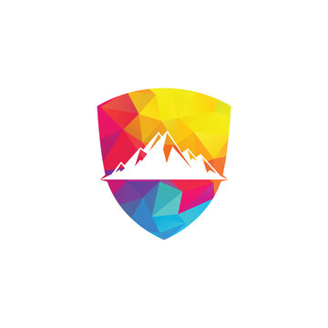 Shield Mountain logo vector illustrations. Snow mountain vector illustrations template design.