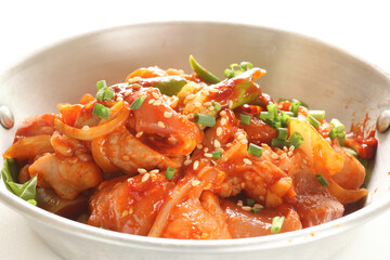 Korean cooking, marinated chicken and gochujang