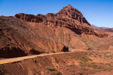 Different shapes and colors in the mountains due to erosion by the wind and the elements.