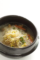 Korean food, rice in soy bean sprout soup for healthy meal