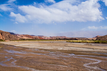 Different shapes and colors in the mountains due to erosion by the wind and the elements.