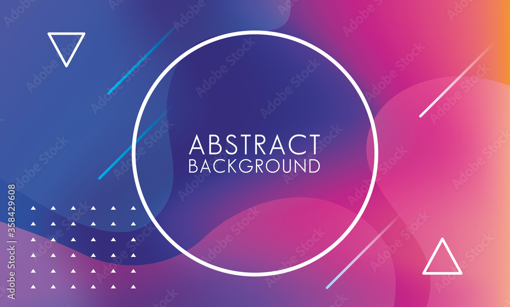 Poster vivid colors and fluids with circular frame abstract background