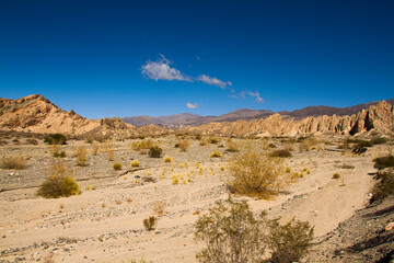 Different shapes and colors in the mountains due to erosion by the wind and the elements.