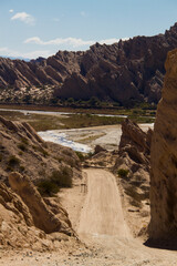 Different shapes and colors in the mountains due to erosion by the wind and the elements.