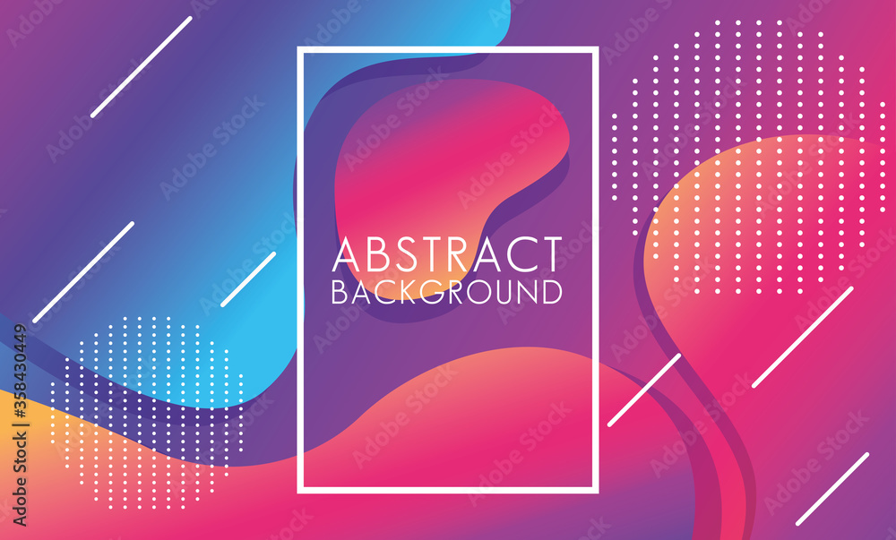 Poster vivid colors and fluids with square frame abstract background