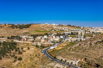 It's Al Karak (Kerak), view from the Kerak Castle, Jordan