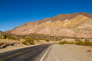 Different shapes and colors in the mountains due to erosion by the wind and the elements.