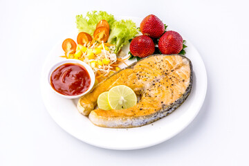 Salmon steak healthy tasty food