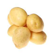 Fresh raw organic potatoes on white background