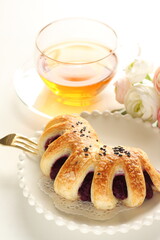 homemade taro yam paste filling in pastry for breakfast 