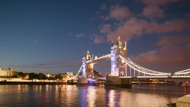 Timelapse video of Tower Bridge, London, England, UK