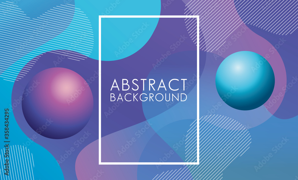 Poster vivid colors and fluids with square frame abstract background