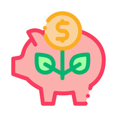 pig money box icon vector. pig money box sign. color symbol illustration
