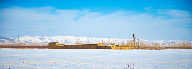 It's Alborz covered with snow in winter, a mountain range in northern Iran stretching from the borders of Azerbaijan and Armenia