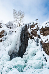 It's Water fall, half frozen half not. Hamadan Mountains,Iran